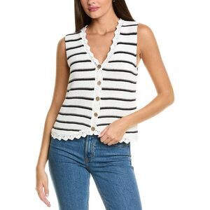 Celestine Sei Womens  Scallop Trim Vest, White
